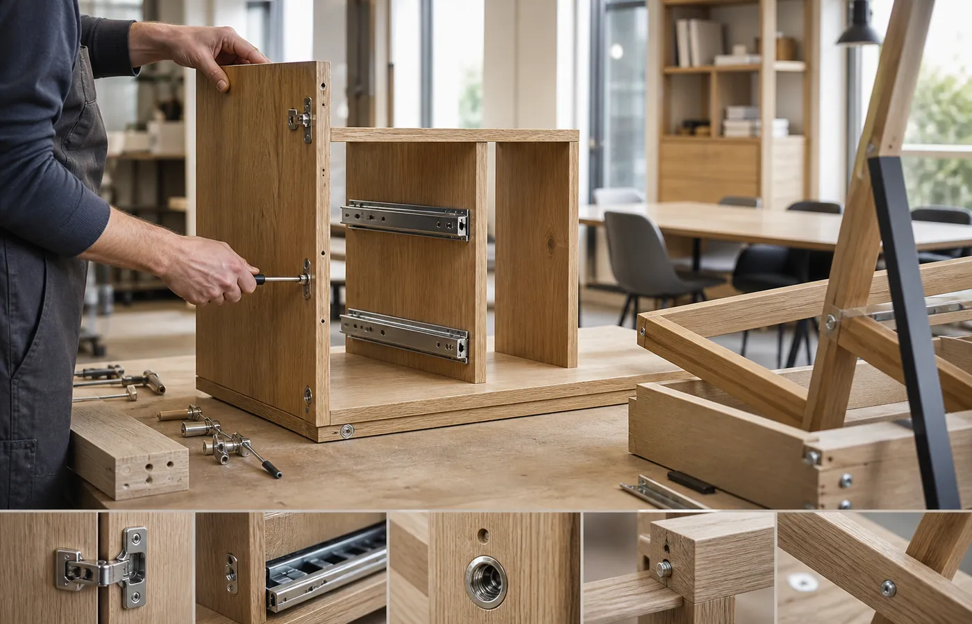 Furniture assembly using Charviso screws